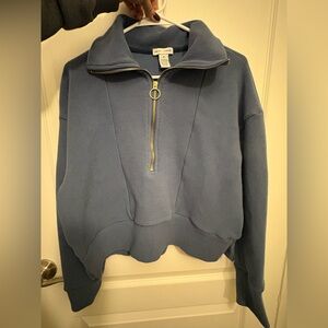 Blue Quarter-Zip Women's Sweater